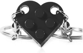 YiXuTag Portachiavi Cuore, Portachiavi Cuore Rosso Portachiavi Cuore Piccolo Heart Keychain in Mattoni per Coppie (black)