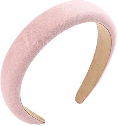 Meng.neoi Cerchietti imbottiti in spugna solida Cerchietti eleganti in velluto Cerchietti semplici per turbante con castone Copricapo Accessori per capelli da donna per ragazze pink