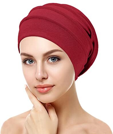 VUCDXOP Elegante Cotton cap Donna, Chemioterapia Cappello da Donna Pieghe Turbante Bandana di Chemio Dormire Berretto Beanie