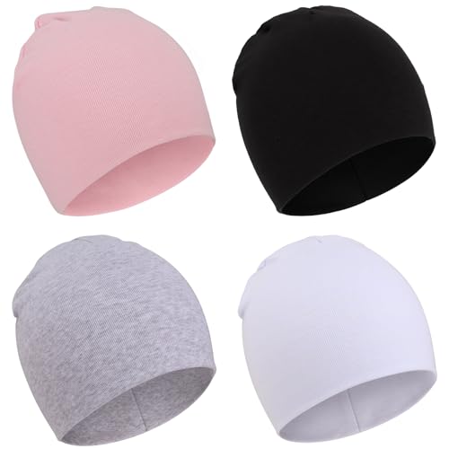 DRESHOW 4 Pezzi Unisex Bambino Berretti Neonato Ragazzi Ragazze Morbido Carino Cappello Nursery Berretto