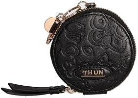 THUN Portachiavi rotondo con zip in ecopelle nero Sempre con me