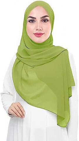 Lina & Lily Sciarpa Hijab da Donna Musulmano, Tessuto Chiffon Leggero e Fluido (Verde Lime)