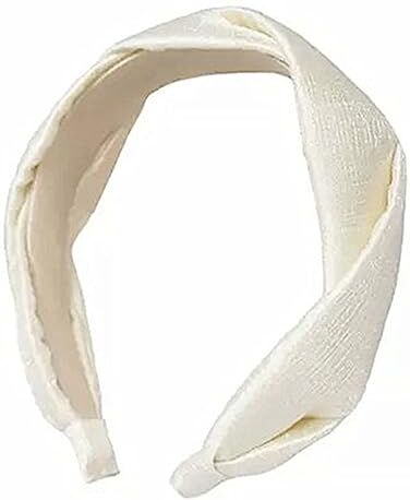 ONDIAN Cerchi per Capelli Copricapo for capelli con fascia intrecciata in raso argento imitazione vintage Fasce per le Donne (Colore : Beige, Size : 3x16cm)