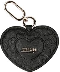 THUN Portachiavi a forma di cuore in ecopelle nero Sempre con me