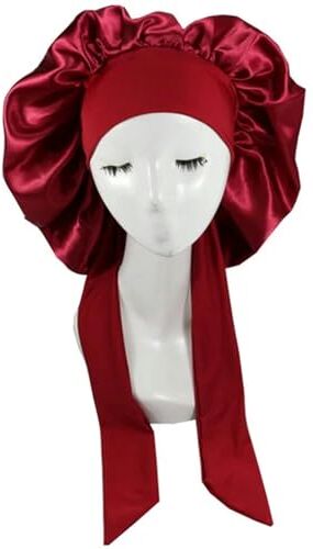 MdybF cuffia capelli ricci notte Donne In Raso Solido Cappello Da Sonno Per Sonnotte Per Il Sonno Per Le Donne Tappi Per La Doccia-Vino Rosso