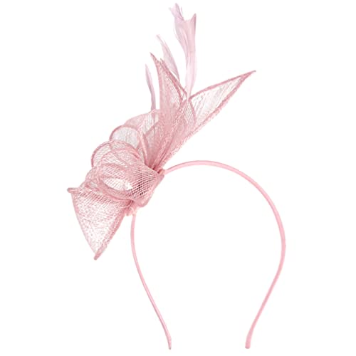 JAMNIK Headwea,Scrunchies for Capelli,Fascinators Fascia for Capelli Velo Cerchio for Capelli Tea Party Copricapo Vintage Copricapo di Piume for Festival Festa Matrimonio Chiesa, Grigio (Color : Pink)