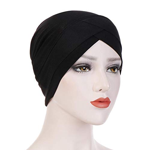 CHUN Turbanti per le donne Elastico Fronte Croce Cappello Morbido Copricapo Copricapo Pieghettato Berretto Berretto Perdita di Capelli Cappello Bandana Berretto Cappello Sonno