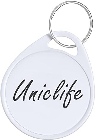 Uniclife 3,8 cm Eetichette Portachiavi Bianche per Etichettatura Scrivibili Targhette Portachiavi Rotonde in Plastica con Etichette Adesive in Carta Bianca e Anelli Divisori,50 Pezzi