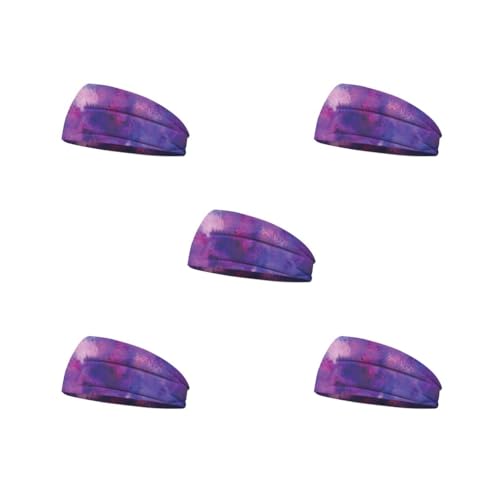 Geardeangloow 5 set di fasce per capelli all'uncinetto regolabili tie-dye antiscivolo stampa floreale accessori per lo styling dei capelli per lo sport palestra stile 18