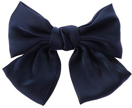 OMICE Moda donna Bowknot raso di seta grande fiocco clip per capelli accessori per capelli forcine per ragazze (navy)