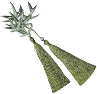 Yooghuge Fermaglio piatto per capelli a forma di foglia di bambù ornamenti decorativi per donne ragazza mazzi clip per capelli decorativi nappe foglia clip per capelli per le donne verde