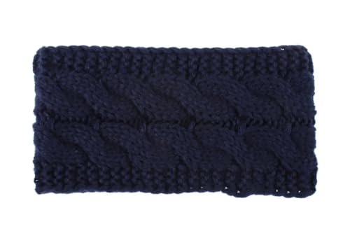Generic Fascia larga in lana lavorata a maglia invernale calda per le orecchie da donna addensare turbante accessori per capelli ragazza fascia per capelli fascia per capelli scalda orecchie blu scuro