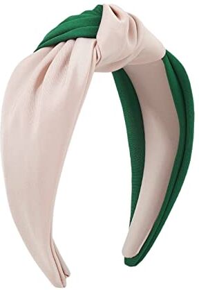 BREFER RHAIYAN Vintage Duo Colore Raso Di Seta Panno Lunetta Fascia for Capelli Fascia for Capelli Da Donna Top Annodato Cerchio for Capelli Moda Femminile Accessori for Capelli Semplici (Color : Pink-Green