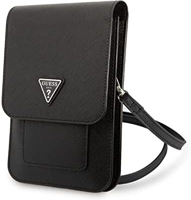 GUESS PU Saffiano Triangle Logo Phone Bag Black GUWBSATMBK