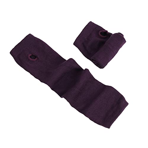 Saterkali Guanto regalo per te, 1 paio di strisce mezze dita braccia copre donne uncinetto guanti da polso a maglia scaldamani viola