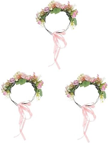 FRCOLOR 3 Pz Di Fiori Da Sposa Diademi Per Ragazze Per a Fiore Matrimonio Di Fiori Simulati Fiore Nuziale Floreale Fiore Per Le Donne Boemia Panno Di Seta Donna Rosa