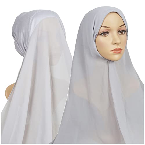 Generic Donne Casual Tinta Unita Multicolor Hijab Fasciatura Cap Musulmano Hijab Cerchietto per capelli da donna (4-Grey, Taglia unica)