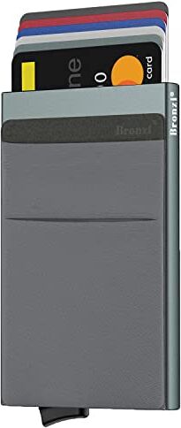 Bronzi ® Porta carte Uomo Slim Donna Portafoglio Porta Carte Di Credito Protezione RFID Portacarte Mini Portatessere tascabile smart schermato (Grigio)