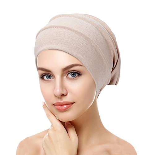 VUCDXOP Elegante Cotton cap Donna, Chemioterapia Cappello da Donna Pieghe Turbante Bandana di Chemio Dormire Berretto Beanie