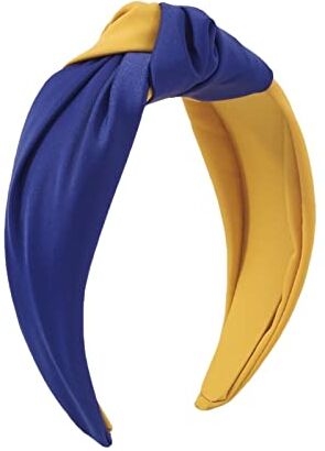 BREFER RHAIYAN Vintage Duo Colore Raso Di Seta Panno Lunetta Fascia for Capelli Fascia for Capelli Da Donna Top Annodato Cerchio for Capelli Moda Femminile Accessori for Capelli Semplici (Color : Blue-Orang