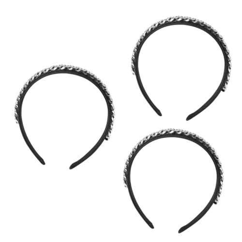 FRCOLOR 3 fasce per capelli con catena in metallo, per matrimonio, copricapo da donna, per capelli dorati, semplici cerchietti per capelli da sposa, sciarpa creativa