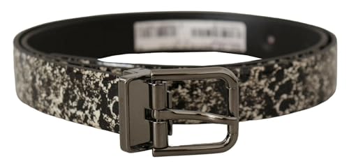 Dolce&Gabbana Marble Print Leather Gray Logo Belt 90 cm / 36 Inches