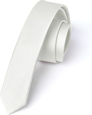 Enlision Cravatta Bianca Uomo Elegante 4 CM Cravatta Stretta Sottile Slim Cravatte Tinta Unita de Matrimonio Festa Lavoro