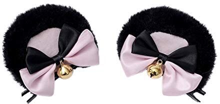 Jiqoe Fermaglio per capelli fatto a mano con orecchie di orso dolce doppio fiocco peluche forcine per capelli Cosplay Barrettes Barrettes per capelli spessi