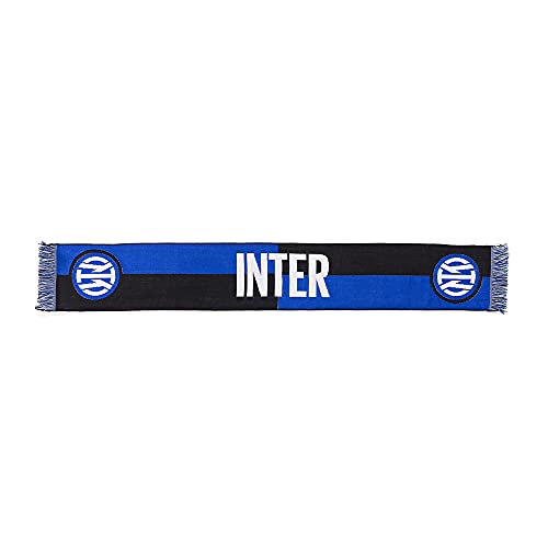 Inter Sciarpa Nuovo Logo Jaquard, Diverse Colorazioni, Stadio Unisex-Adulto, Scacchi Nero/Blu, Taglia Unica