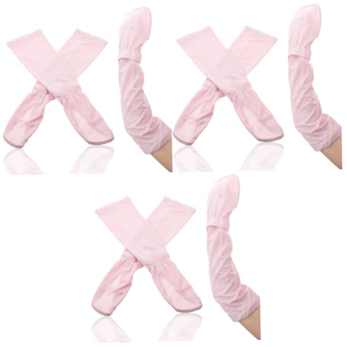 Healeved 3 Paia Maniche in seta di ghiaccio copri braccia per uomo copri braccia per donna manicotti del braccio di raffreddamento maniche del braccio regolabili adulto rosa