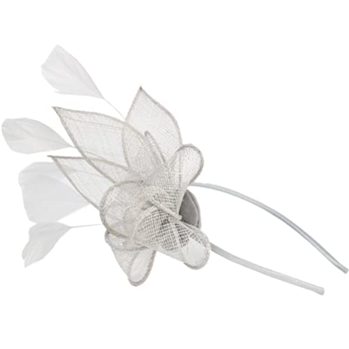 JAMNIK Headwea,Scrunchies for Capelli,Fascinators Fascia for Capelli Velo Cerchio for Capelli Tea Party Copricapo Vintage Copricapo di Piume for Festival Festa Matrimonio Chiesa, Grigio (Color : Gris)