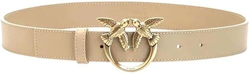 Pinko Love Berry H3 Belt Vitello Set, Cintura Donna, Z14u_bianco Seta-shiny Gold, S