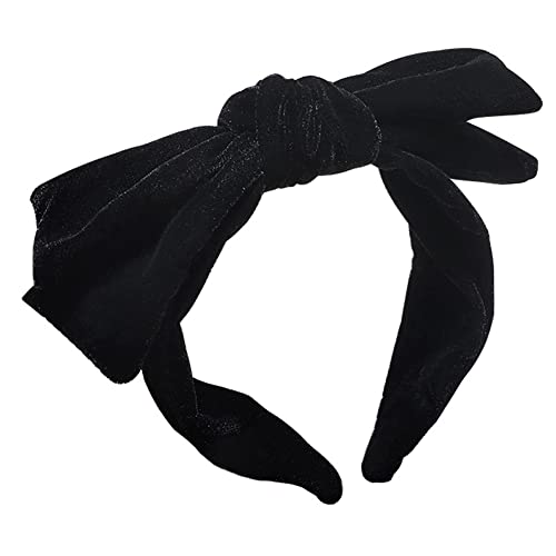 EVGOOGYY 1 fascia annodata in velluto nero per ragazze e donne fascia larga cerchietti per capelli antiscivolo accessori per lo styling dei capelli