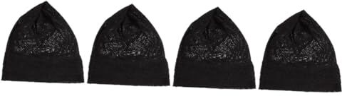 Healeved 4 Pz Berretto Da Notte Per Cappello Nero Cuffia Da Notte in Raso Turbante Di Raso Berretto Nero Cuffie Per Dormire Cofano Lino Di Cotone Morbido Cappuccio Elastico Donna