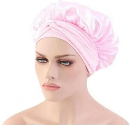 YJHLY Cuffia Seta 1Pc Cap Da Doccia Da Donna Bordi Larghi Cappello Sleepirsi Cappello Elastico Elastico In Pizzo Avvolgimento Nightcap Capelli Capelli Capelli Bonnet Satin-Rosa