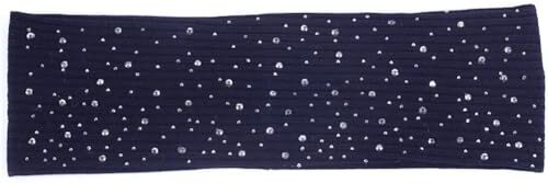 Niiyyjj Fascia per capelli da donna con strass, stile casual, in morbido cotone elasticizzato, a costine, per feste, turbante, colore: blu navy