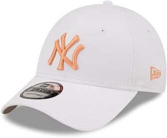 New Era Yankees - Berretto cappelino da Baseball Cappello MLB Fan Logo della Squadra NY 9Forty Regolabile Bianco Arancione