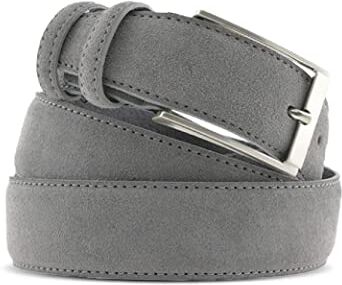 La Bottega del Calzolaio Cintura in pelle uomo donna scamosciata classica grigio, artigianale, made in italy (105 cm (40/42 EU))