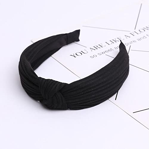 EXELNT Fascia per Capelli Moda Donna Camoscio Annodato Tinta Unita Fascia per Donna Moda Bowknot Cerchietto per Capelli Fatto a Mano Cerchietto per Capelli Hair-Hairband-Nero