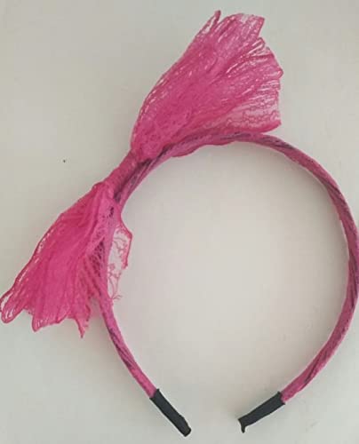 Generic Fascia per capelli europea e americana con fiocco in pizzo a tesa larga femminile retrò con fiocco grande accessori per capelli copricapo tornante nuovo stile, fiocco rosso rosa rosa cerchio rosso