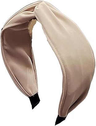 ERICAT Fascia for capelli da donna di nuova moda, fascia for capelli laterale con fiocco grande, copricapo classico casual, accessori for capelli in tinta unita (Color : Beige hairband-01, Size : One size