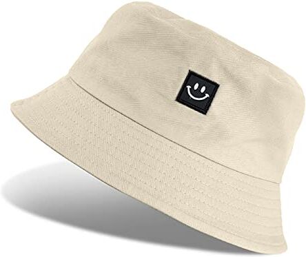 Tuopuda Cappello Pescatore Uomo Donne, Pieghevole Cappello da Pesca in Cotone Cappelli da Spiaggia Protezione del Sole Bucket Hat per Escursionismo Campeggio Viaggio Pesca 56-58cm, Beige