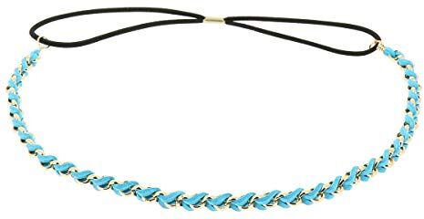 moonbow Fascia Capelli Donna Blu Fascia Dorata Intrecciata Suede aspetto Velluto Fascia Sottile Taglia unica Headband Matrimonio Vintage Look originale Boho, Hippie chic