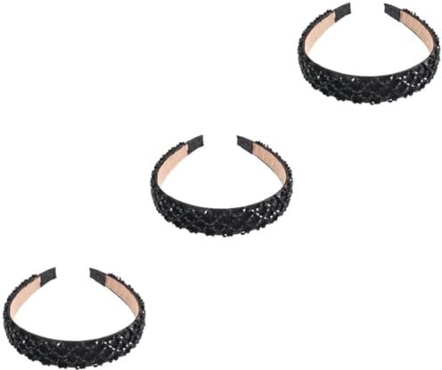 Ipetboom Copricapo Nuziale 3 Pz diadema nero accessori per per ragazze dea cerchietti bambina tiara da donna cerchio per con perline cristallo per strass Fasce Per Le Donne