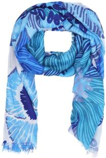 QUEEN HELENA Sciarpa Leggera Fantasia Foulard Morbido Colorato Casual Donna SC024-3 (Blu)