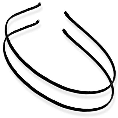 Topkids Accessories 2 fasce sottili in metallo rivestite in raso per capelli con cerchietti avvolti in nastro per capelli per adulti, donne, ragazze, nero, bianco, rosa, fucsia (nastro nero)