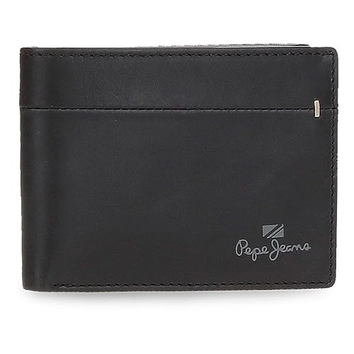 Pepe Jeans Staple Portafoglio orizzontale con Portafoglio Nero 11x8x1 cms Pelle, Nero, Taglia única, Portafoglio orizzontale con Portamonete, Nero, taglia unica, Portafoglio orizzontale con