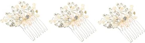 Hoement Pettine Portachiavi 3 Pz Pettine Fermagli Per Con Strass Accessori Per Sposa Copricapo Di Cristallo Della Sposa Copricapo Da Sposa Foglia Fiore Di Perla Mancare Manuale Lega Bianca