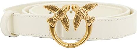 Pinko Love Berry H2 Belt Vitello Set Cintura, Z14q_Bianco Seta-Antique Gold, XS Donna