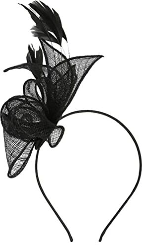 JAMNIK Headwea,Scrunchies for Capelli,Fascinators Fascia for Capelli Velo Cerchio for Capelli Tea Party Copricapo Vintage Copricapo di Piume for Festival Festa Matrimonio Chiesa, Grigio (Color : Black)